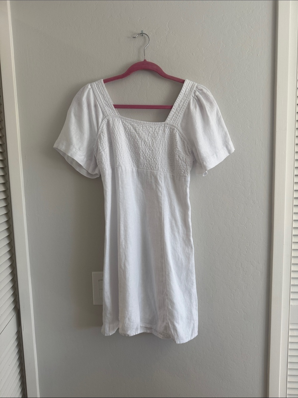 Madewell White Square-Neck Puff Sleeve Mini Dress
